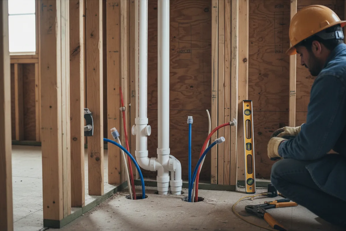 Drain and supply rough-in during Drain Cleaning in Miles